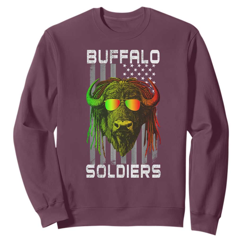 Retro Buffalo Soldiers Sweatshirt 9th and 10th Cavalry African American Heros USA Flag TS10 Maroon Print Your Wear