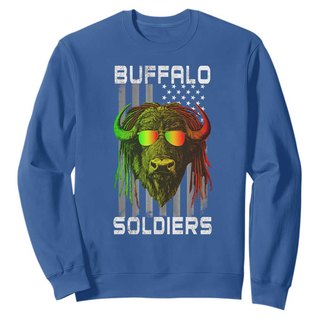 Retro Buffalo Soldiers Sweatshirt 9th and 10th Cavalry African American Heros USA Flag TS10 Royal Blue Print Your Wear