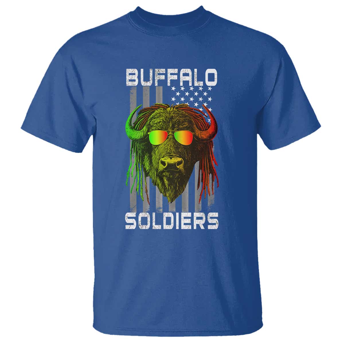 Retro Buffalo Soldiers T Shirt 9th and 10th Cavalry African American Heros USA Flag TS10 Royal Blue Print Your Wear