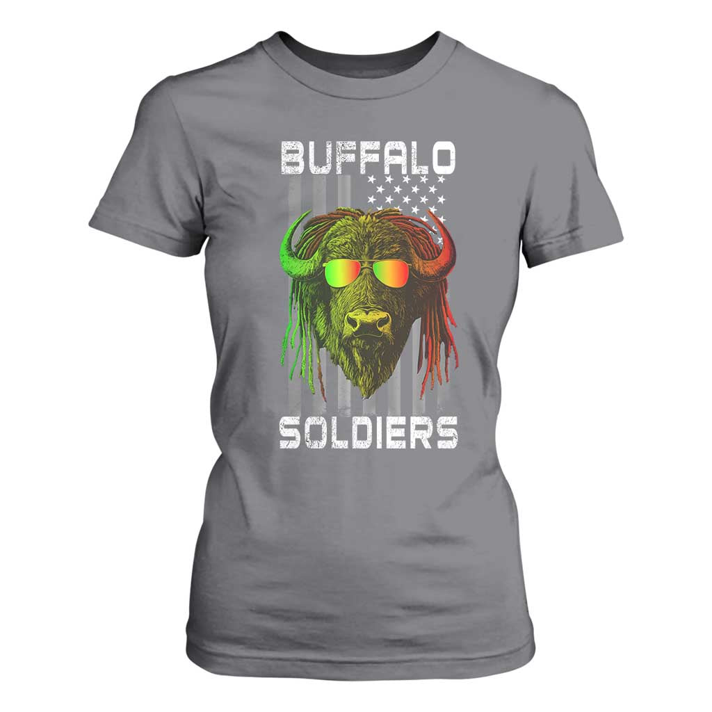 Retro Buffalo Soldiers T Shirt For Women 9th and 10th Cavalry African American Heros USA Flag TS10 Charcoal Print Your Wear