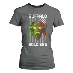 Retro Buffalo Soldiers T Shirt For Women 9th and 10th Cavalry African American Heros USA Flag TS10 Dark Heather Print Your Wear
