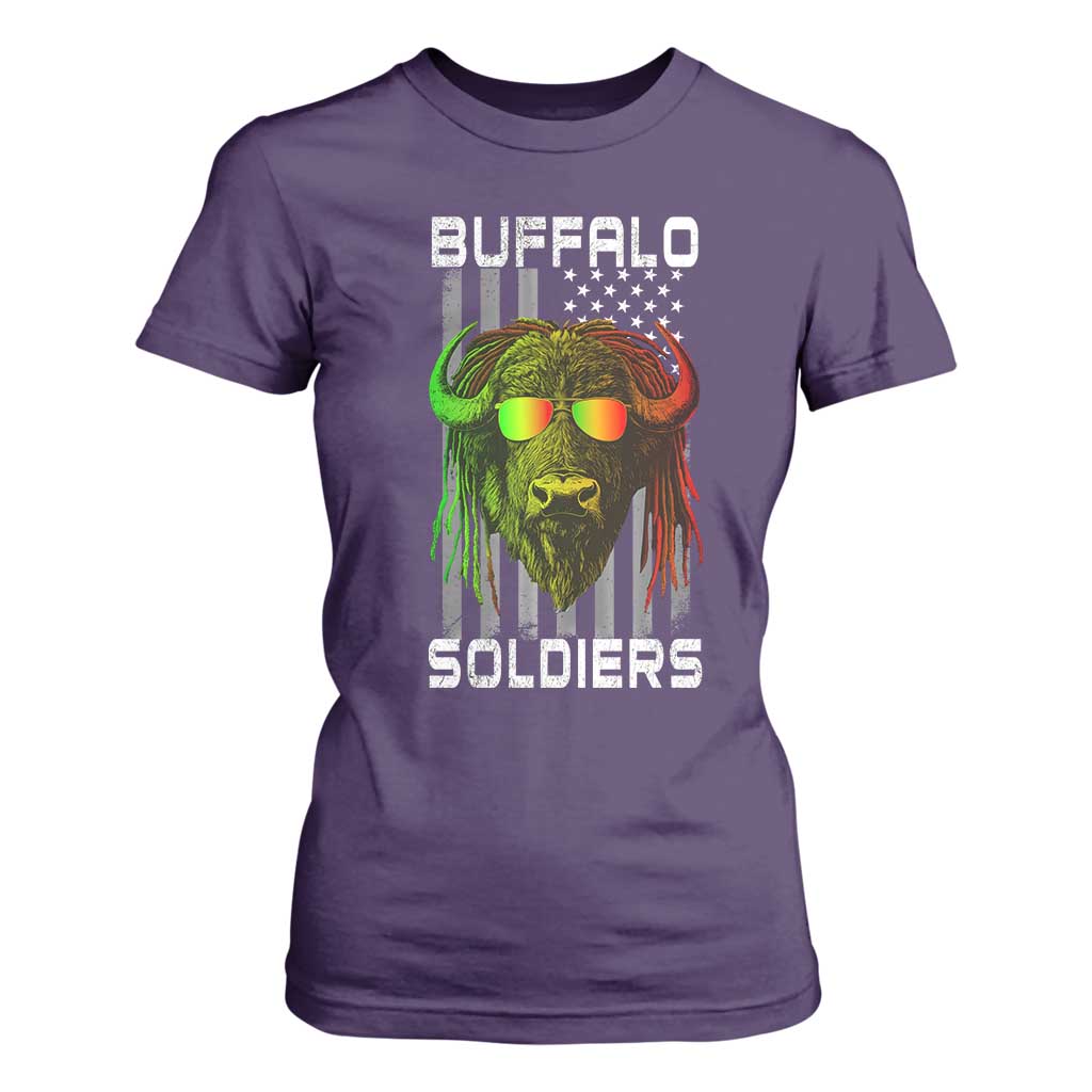 Retro Buffalo Soldiers T Shirt For Women 9th and 10th Cavalry African American Heros USA Flag TS10 Purple Print Your Wear
