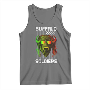 Retro Buffalo Soldiers Tank Top 9th and 10th Cavalry African American Heros USA Flag TS10 Black Heather Print Your Wear