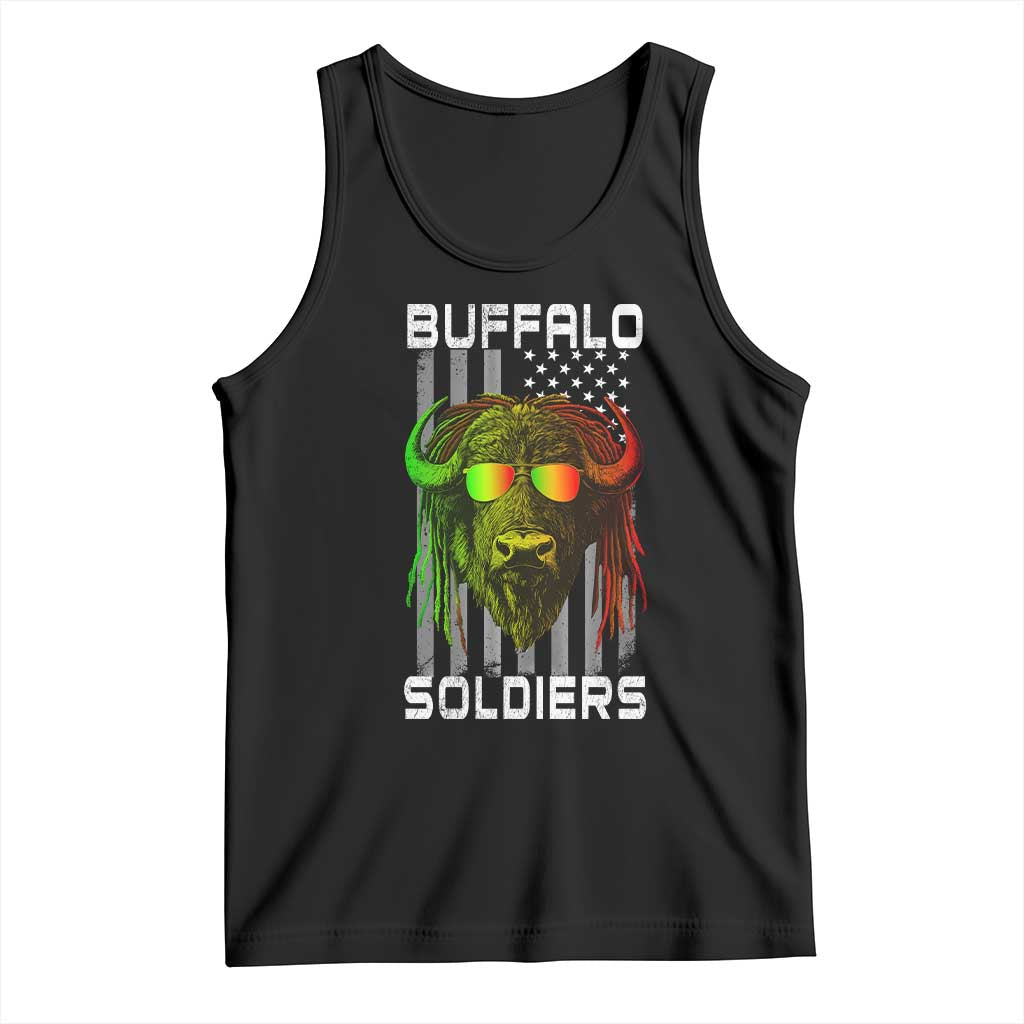 Retro Buffalo Soldiers Tank Top 9th and 10th Cavalry African American Heros USA Flag TS10 Black Print Your Wear
