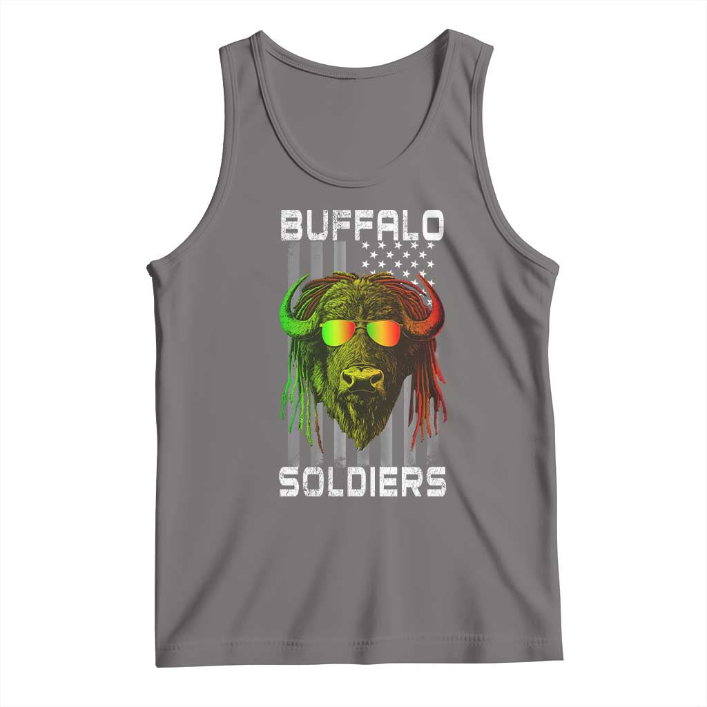 Retro Buffalo Soldiers Tank Top 9th and 10th Cavalry African American Heros USA Flag TS10 Deep Heather Print Your Wear