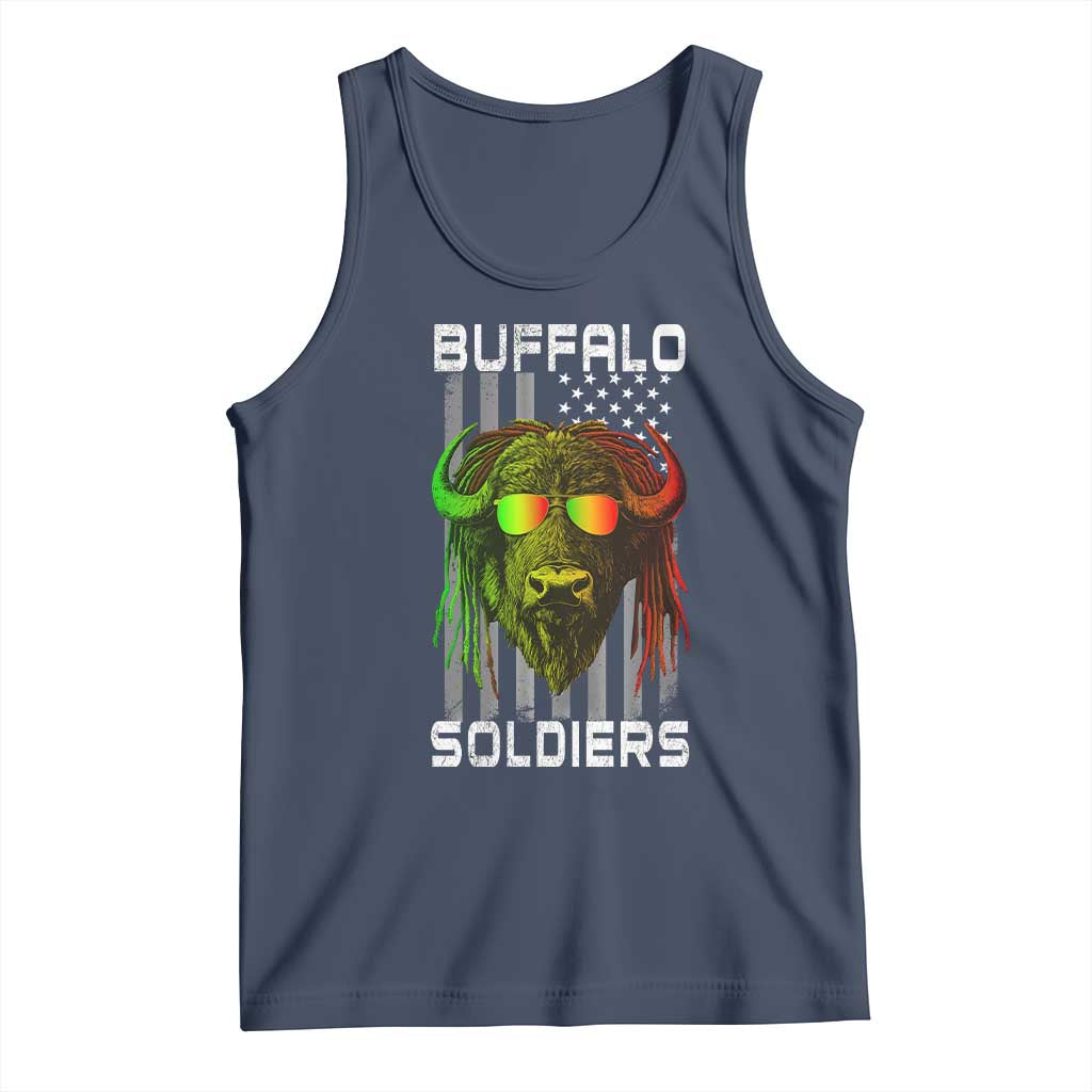 Retro Buffalo Soldiers Tank Top 9th and 10th Cavalry African American Heros USA Flag TS10 Navy Print Your Wear