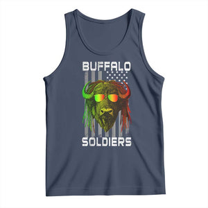 Retro Buffalo Soldiers Tank Top 9th and 10th Cavalry African American Heros USA Flag TS10 Navy Print Your Wear