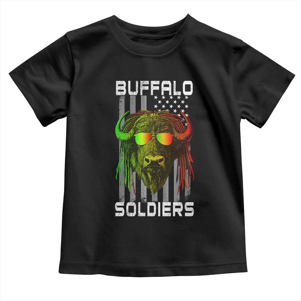 Retro Buffalo Soldiers Toddler T Shirt 9th and 10th Cavalry African American Heros USA Flag TS10 Black Print Your Wear