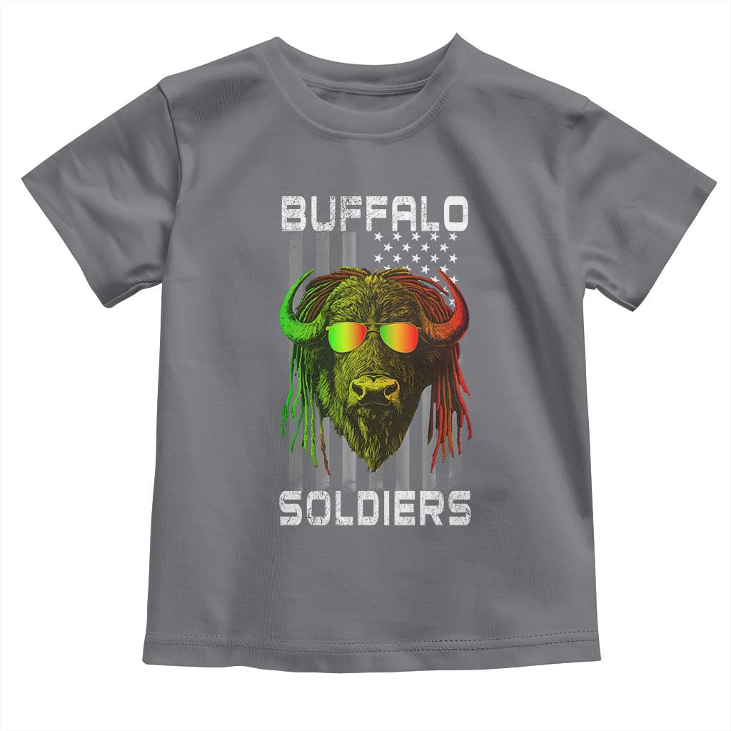 Retro Buffalo Soldiers Toddler T Shirt 9th and 10th Cavalry African American Heros USA Flag TS10 Charcoal Print Your Wear