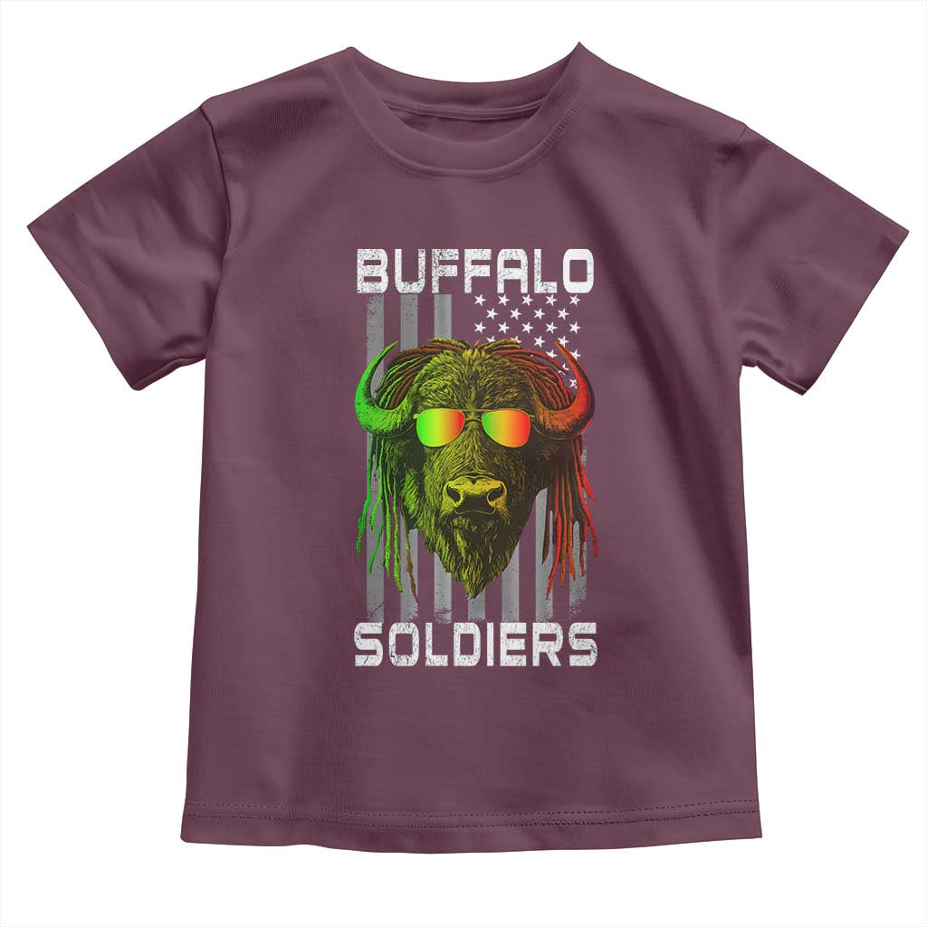 Retro Buffalo Soldiers Toddler T Shirt 9th and 10th Cavalry African American Heros USA Flag TS10 Maroon Print Your Wear