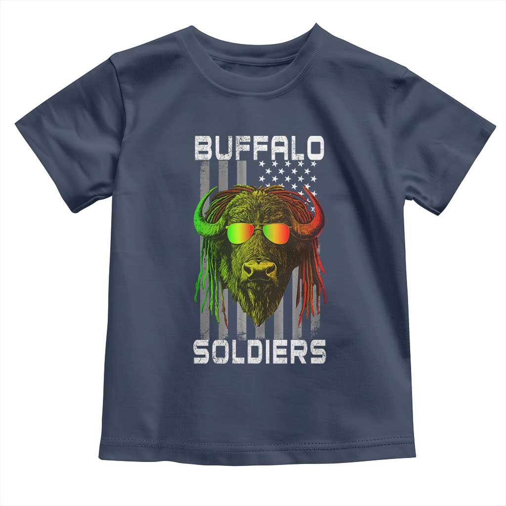 Retro Buffalo Soldiers Toddler T Shirt 9th and 10th Cavalry African American Heros USA Flag TS10 Navy Print Your Wear