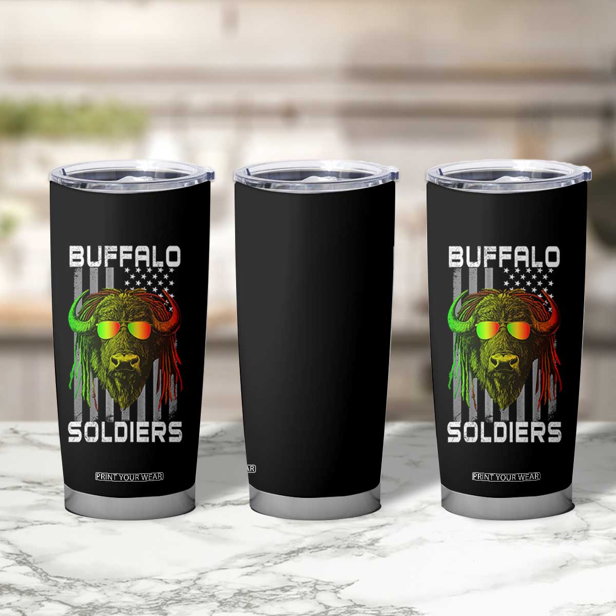 Retro Buffalo Soldiers Tumbler Cup 9th and 10th Cavalry African American Heros USA Flag TS10 Print Your Wear