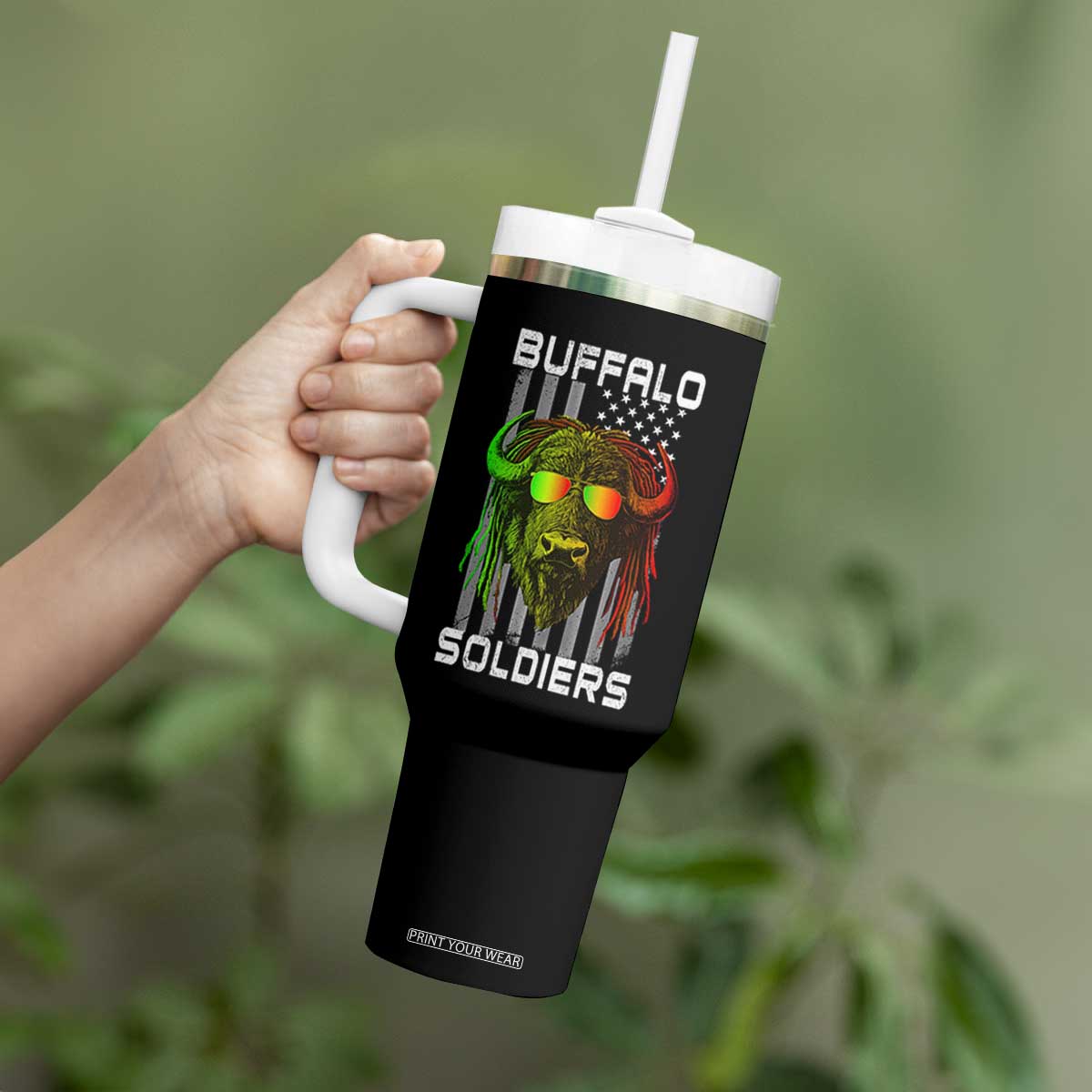 Retro Buffalo Soldiers Tumbler With Handle 9th and 10th Cavalry African American Heros USA Flag TS10 Print Your Wear