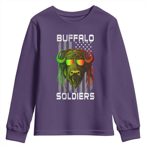 Retro Buffalo Soldiers Youth Sweatshirt 9th and 10th Cavalry African American Heros USA Flag TS10 Purple Print Your Wear
