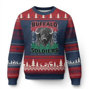 Buffalo Soldiers Ugly Christmas Sweater Retro African American Black History TS10 Navy Red Print Your Wear