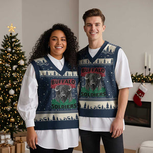 Buffalo Soldiers V-Neck Knit Sweater Vest Retro African American Black History TS10 Navy Beige Print Your Wear