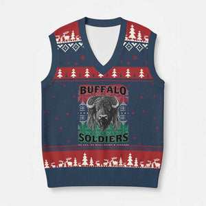 Buffalo Soldiers V-Neck Knit Sweater Vest Retro African American Black History TS10 Navy Red Print Your Wear