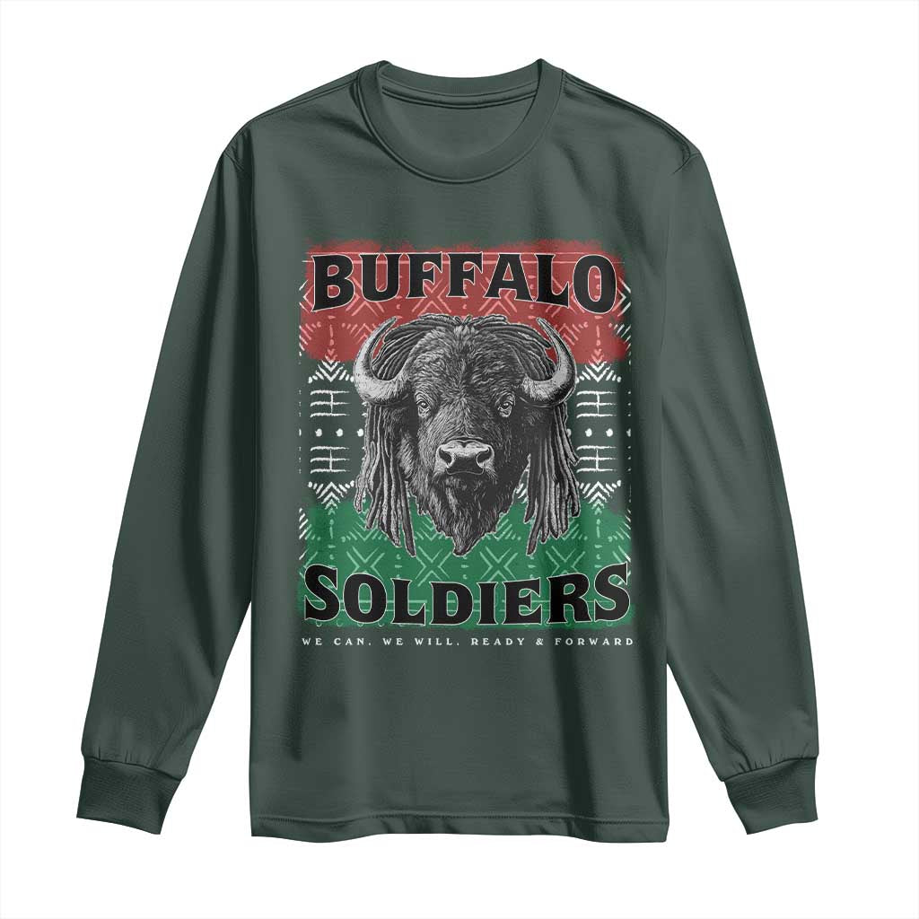 Buffalo Soldiers Long Sleeve Shirt Retro African American Black History TS10 Dark Forest Green Print Your Wear