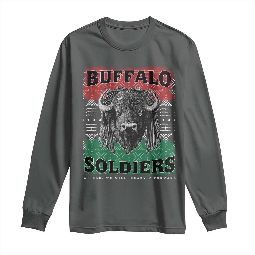 Buffalo Soldiers Long Sleeve Shirt Retro African American Black History TS10 Dark Heather Print Your Wear