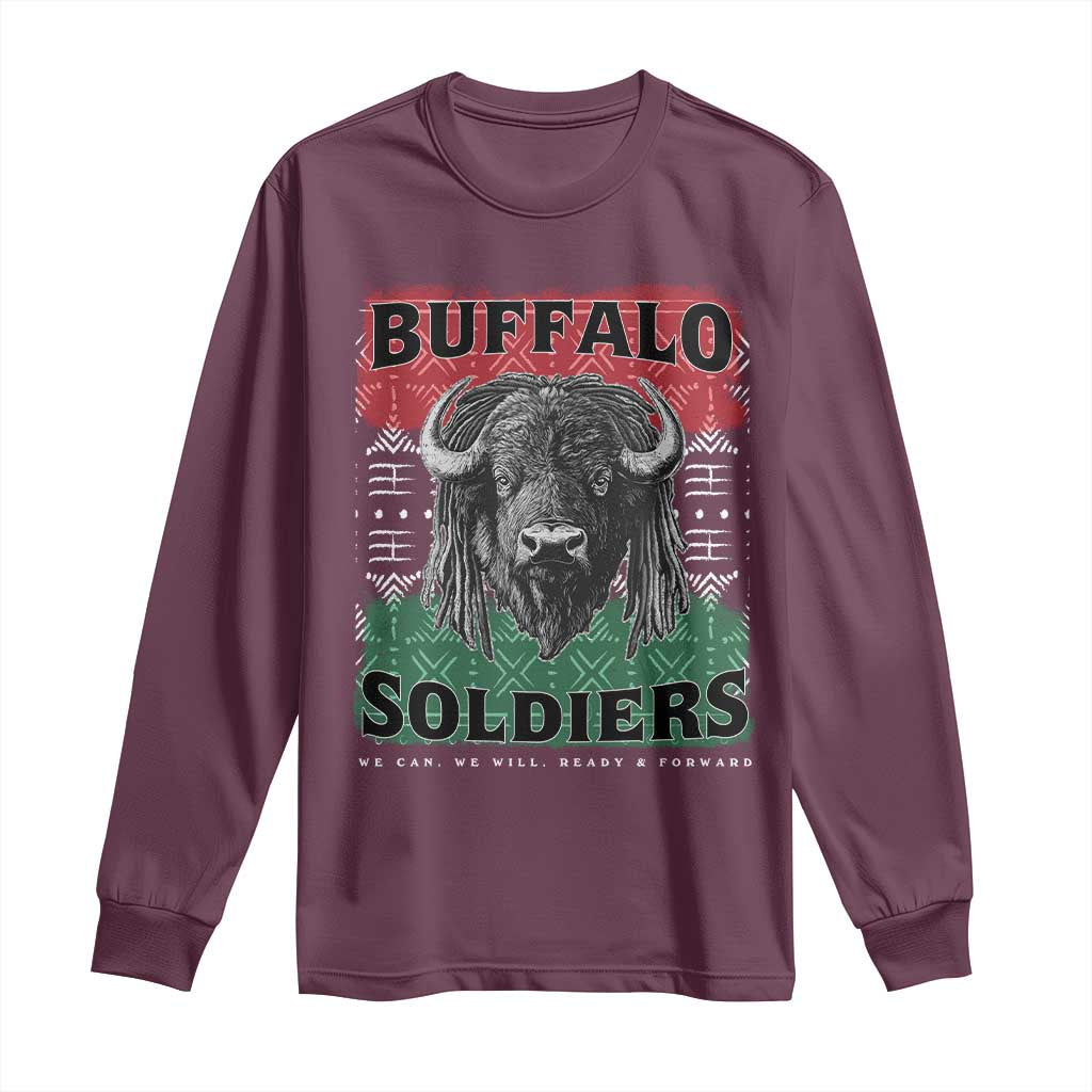 Buffalo Soldiers Long Sleeve Shirt Retro African American Black History TS10 Maroon Print Your Wear