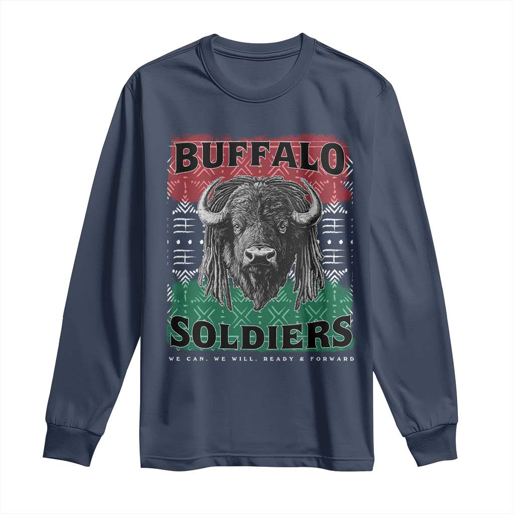 Buffalo Soldiers Long Sleeve Shirt Retro African American Black History TS10 Navy Print Your Wear