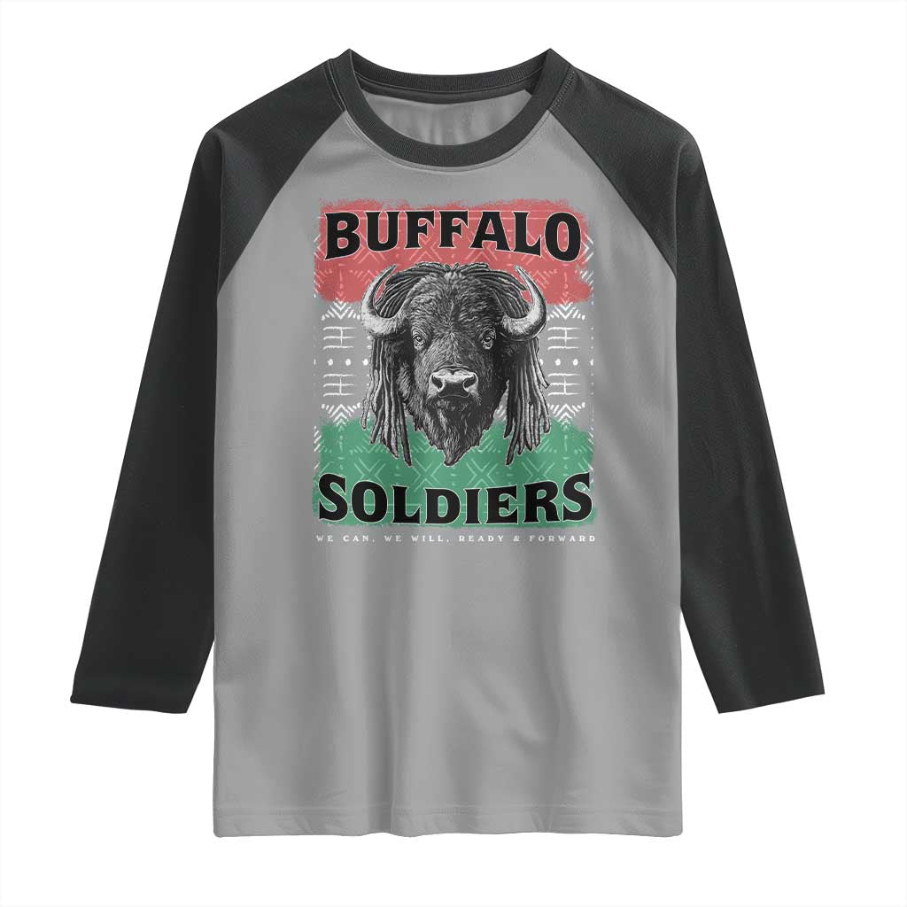 Buffalo Soldiers Raglan Shirt Retro African American Black History TS10 Sport Gray Black Print Your Wear