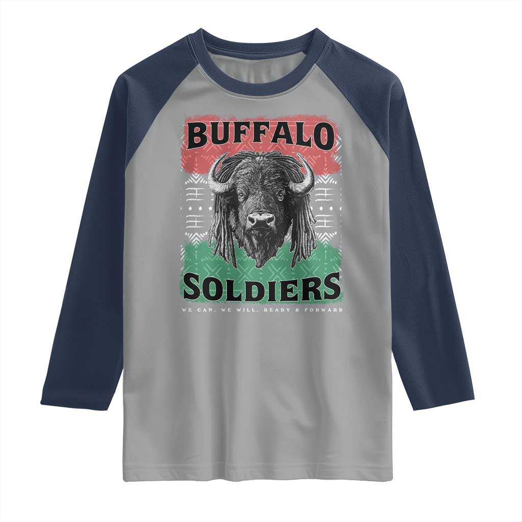 Buffalo Soldiers Raglan Shirt Retro African American Black History TS10 Sport Gray Navy Print Your Wear