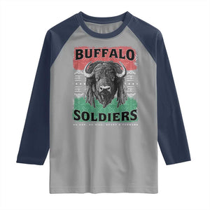 Buffalo Soldiers Raglan Shirt Retro African American Black History TS10 Sport Gray Navy Print Your Wear