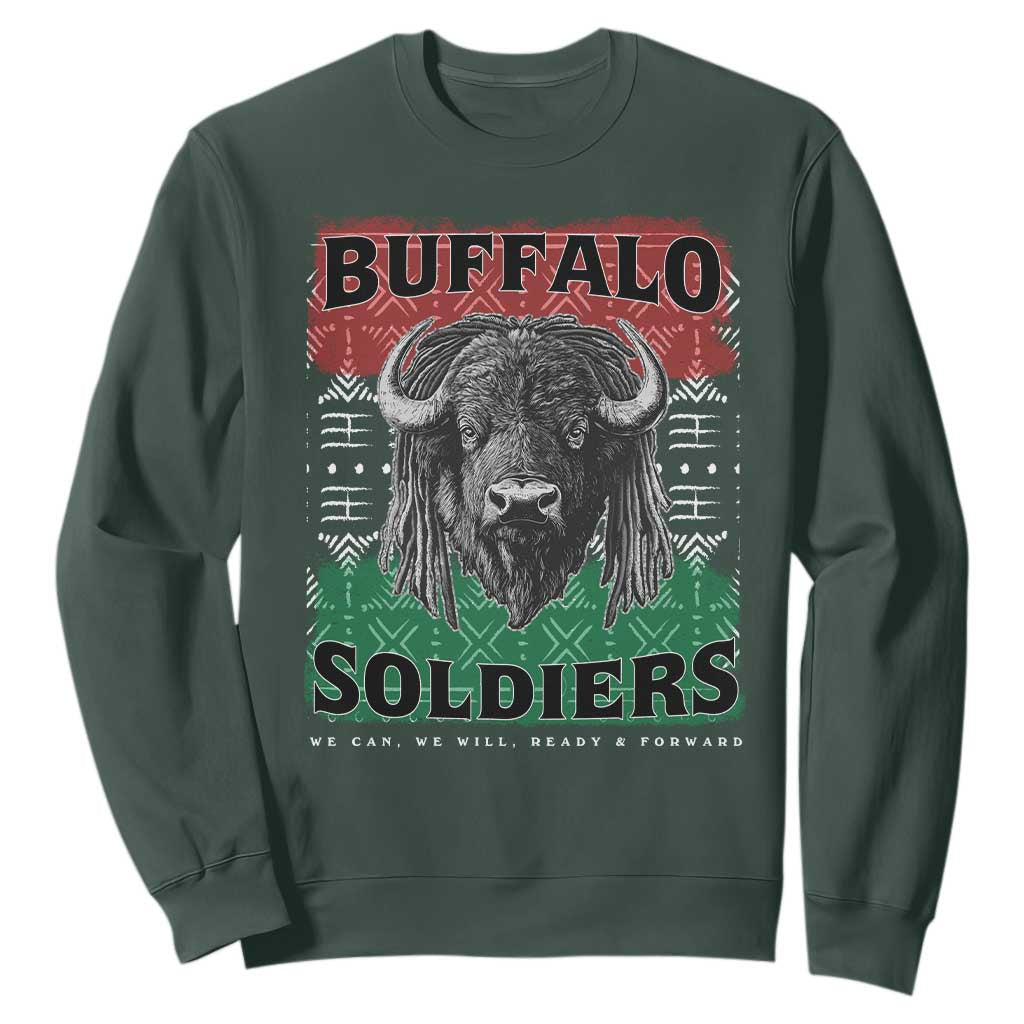 Buffalo Soldiers Sweatshirt Retro African American Black History TS10 Dark Forest Green Print Your Wear