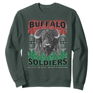 Buffalo Soldiers Sweatshirt Retro African American Black History TS10 Dark Forest Green Print Your Wear