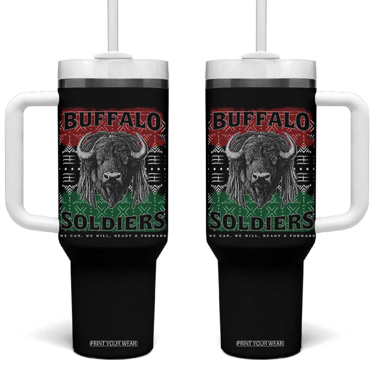 Buffalo Soldiers Tumbler With Handle Retro African American Black History TS10 One Size: 40 oz Black Print Your Wear