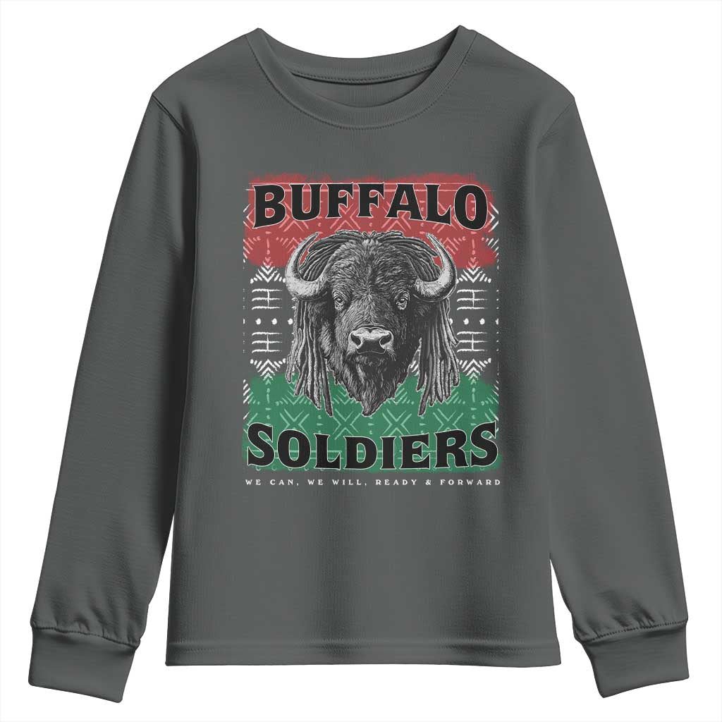 Buffalo Soldiers Youth Sweatshirt Retro African American Black History TS10 Dark Heather Print Your Wear
