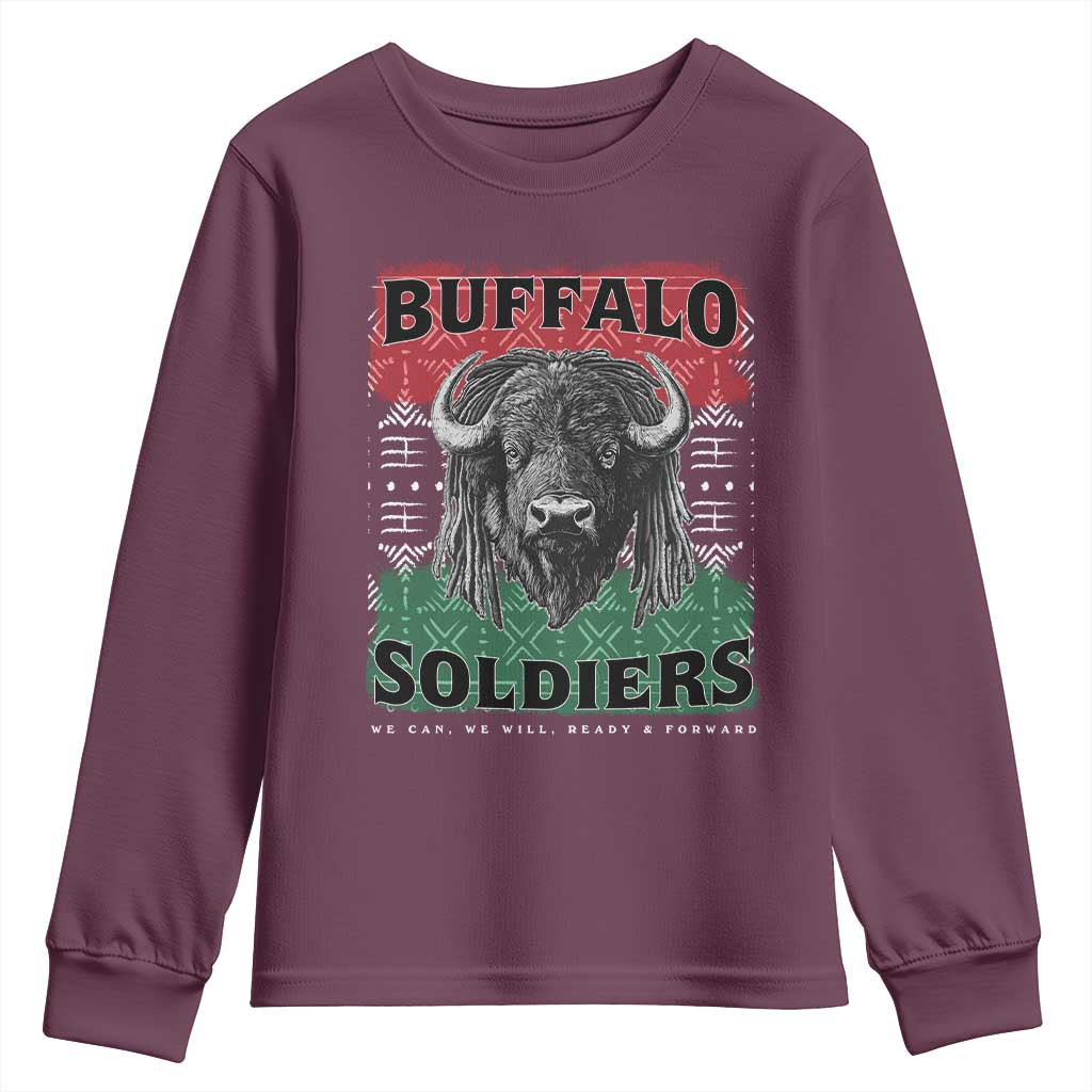 Buffalo Soldiers Youth Sweatshirt Retro African American Black History TS10 Maroon Print Your Wear