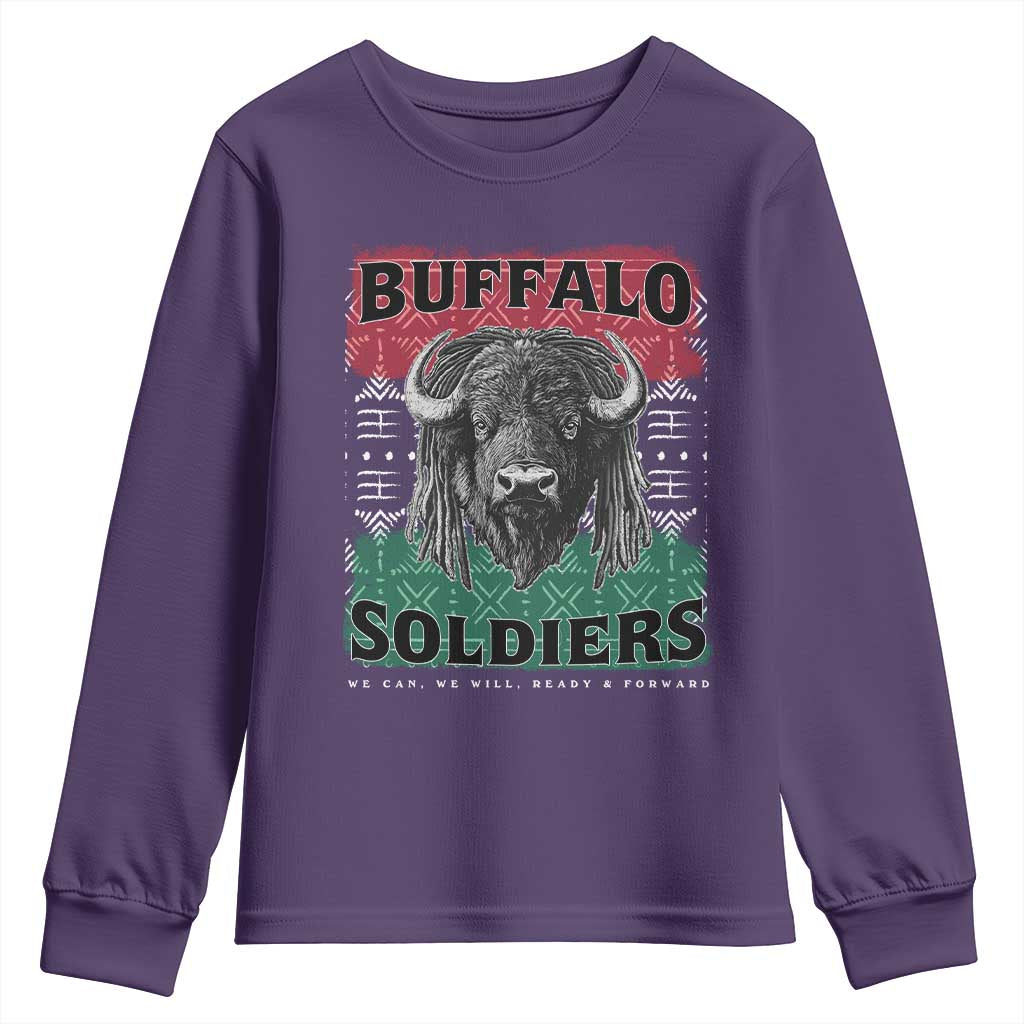 Buffalo Soldiers Youth Sweatshirt Retro African American Black History TS10 Purple Print Your Wear