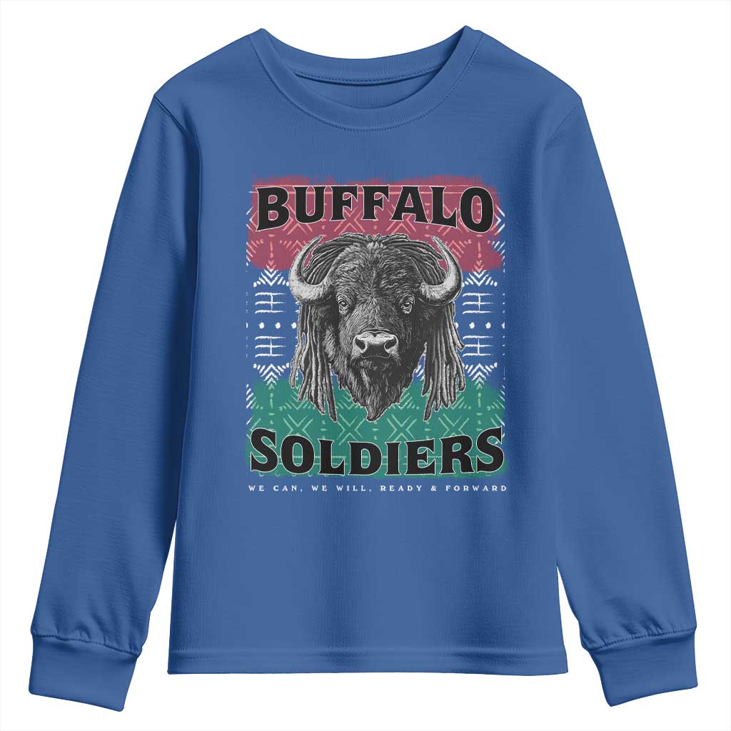 Buffalo Soldiers Youth Sweatshirt Retro African American Black History TS10 Royal Blue Print Your Wear