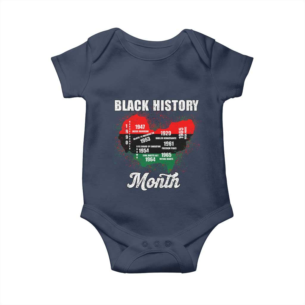 Black History Leaders Baby Onesie African American Milestones Map Civil Right TS10 Navy Print Your Wear