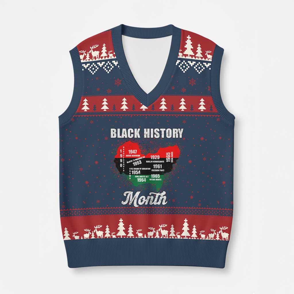 Black History Leaders V-Neck Knit Sweater Vest African American Milestones Map Civil Right TS10 Navy Red Print Your Wear