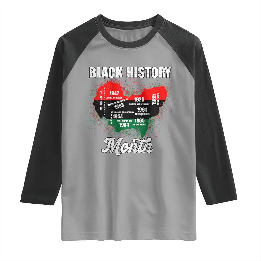 Black History Leaders Raglan Shirt African American Milestones Map Civil Right TS10 Sport Gray Black Print Your Wear