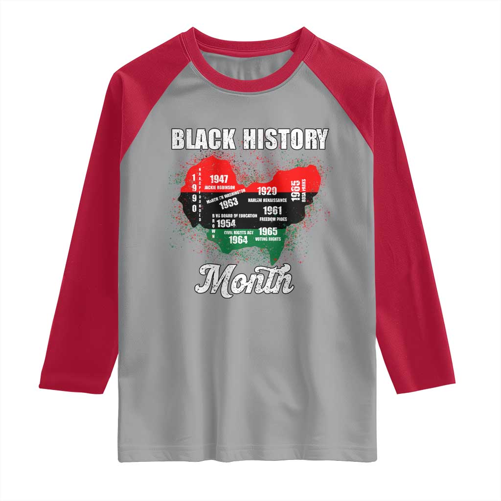 Black History Leaders Raglan Shirt African American Milestones Map Civil Right TS10 Sport Gray Red Print Your Wear