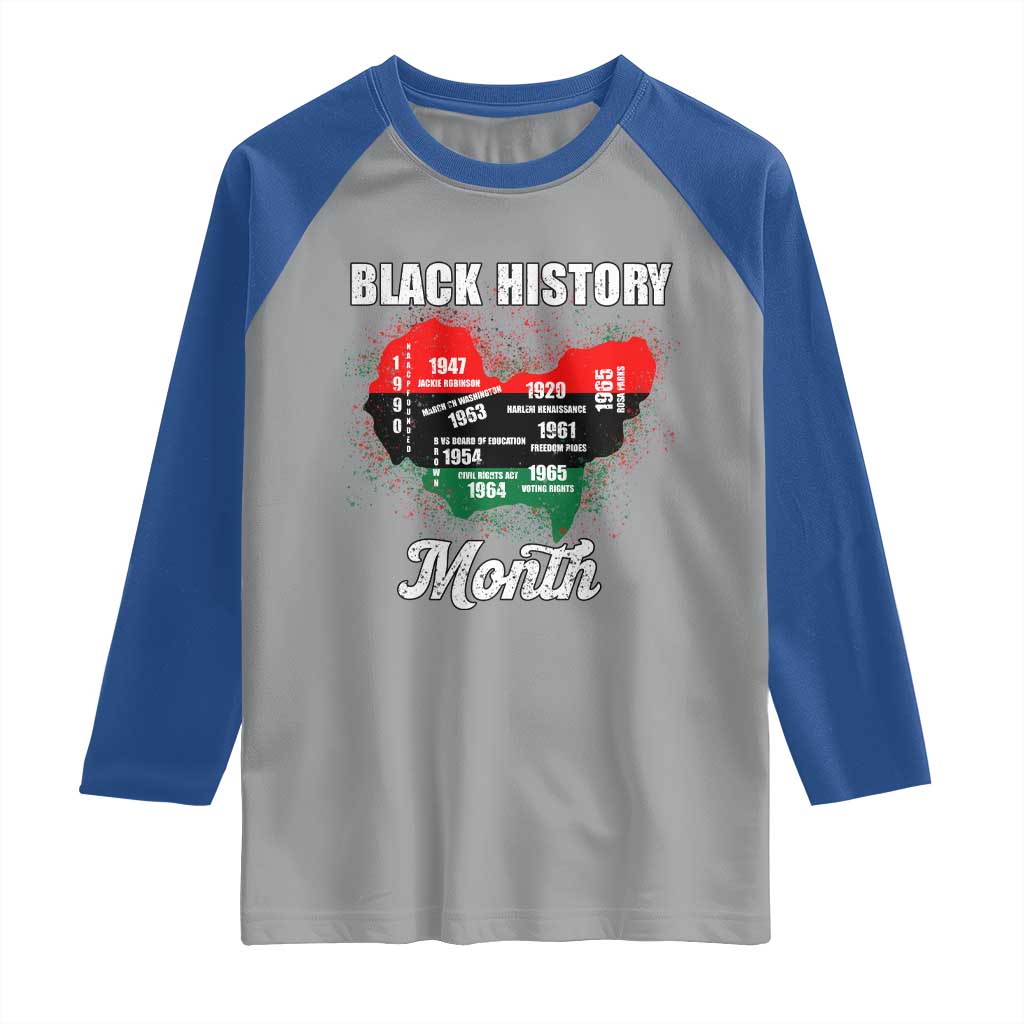 Black History Leaders Raglan Shirt African American Milestones Map Civil Right TS10 Sport Gray Royal Print Your Wear
