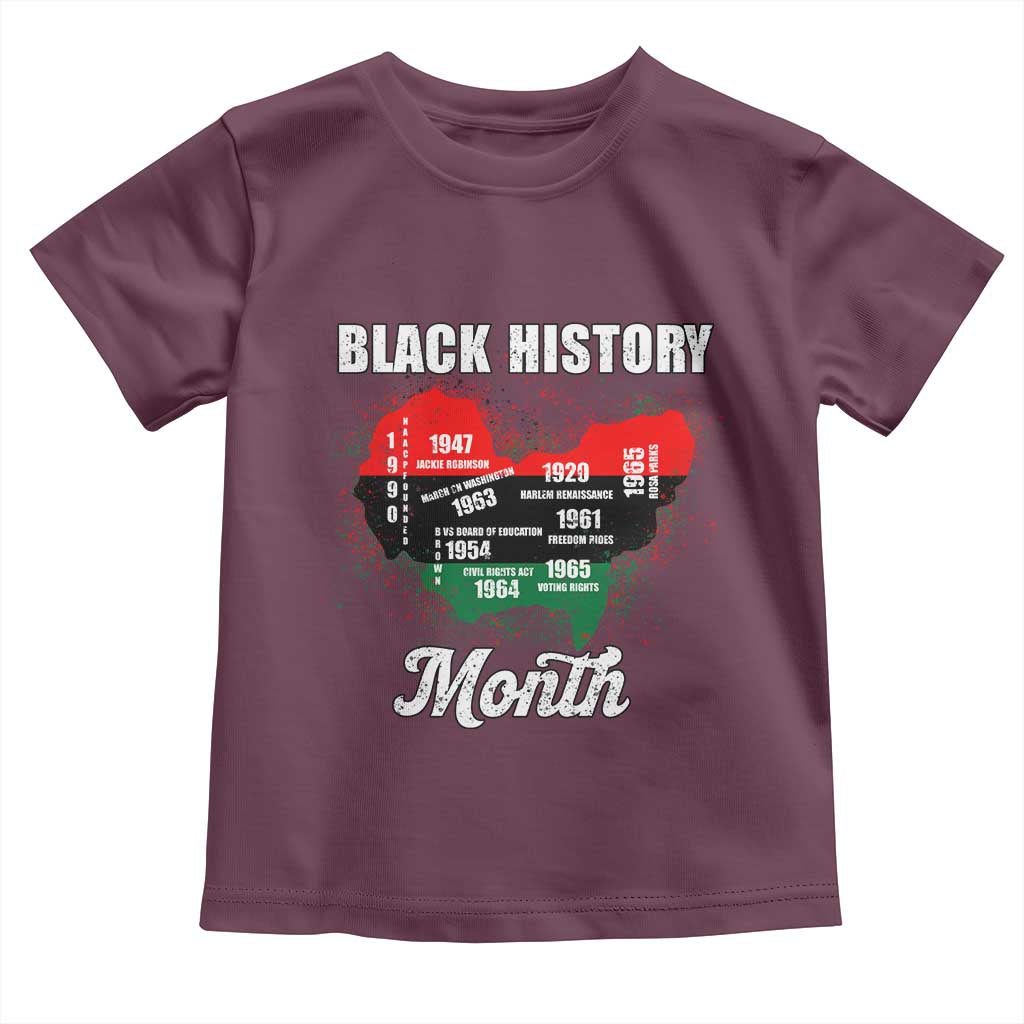 Black History Leaders Toddler T Shirt African American Milestones Map Civil Right TS10 Maroon Print Your Wear