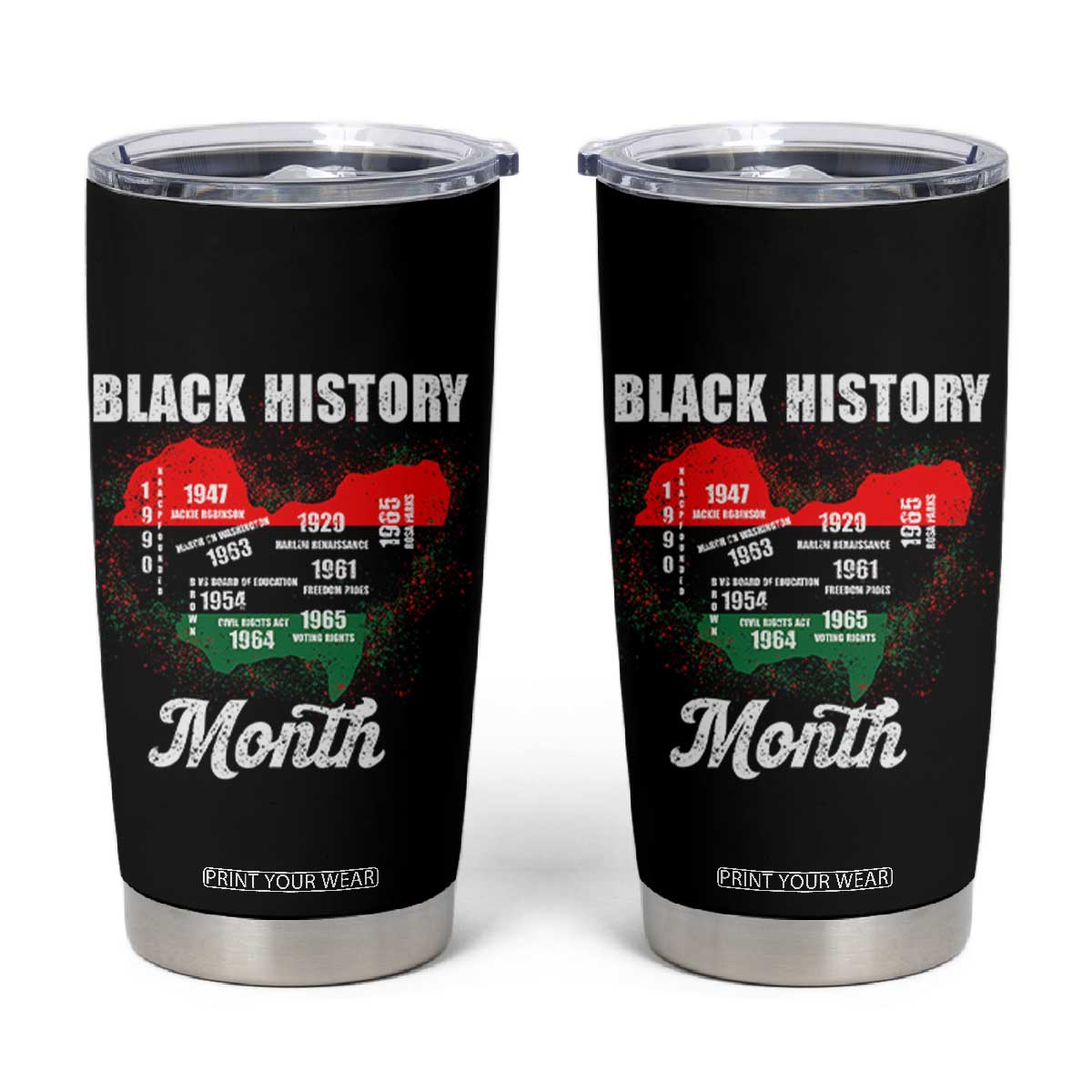 Black History Leaders Tumbler Cup African American Milestones Map Civil Right TS10 Black Print Your Wear