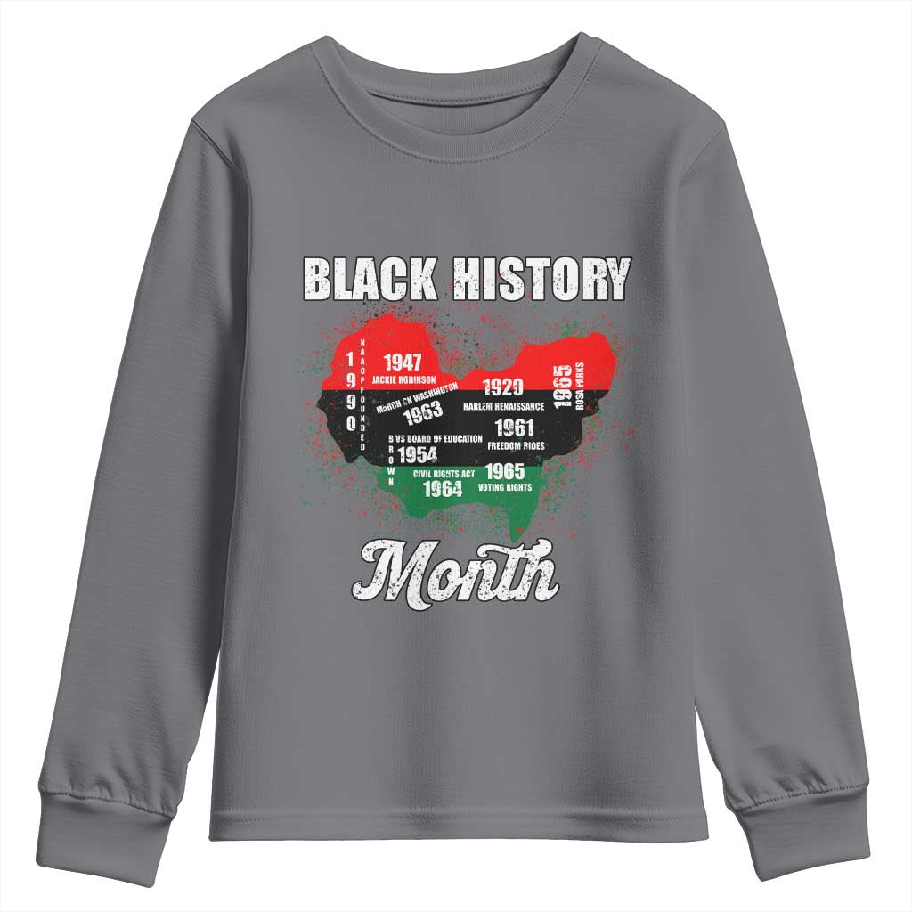 Black History Leaders Youth Sweatshirt African American Milestones Map Civil Right TS10 Charcoal Print Your Wear