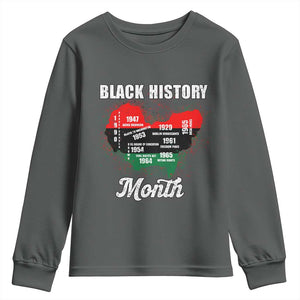 Black History Leaders Youth Sweatshirt African American Milestones Map Civil Right TS10 Dark Heather Print Your Wear