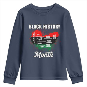 Black History Leaders Youth Sweatshirt African American Milestones Map Civil Right TS10 Navy Print Your Wear