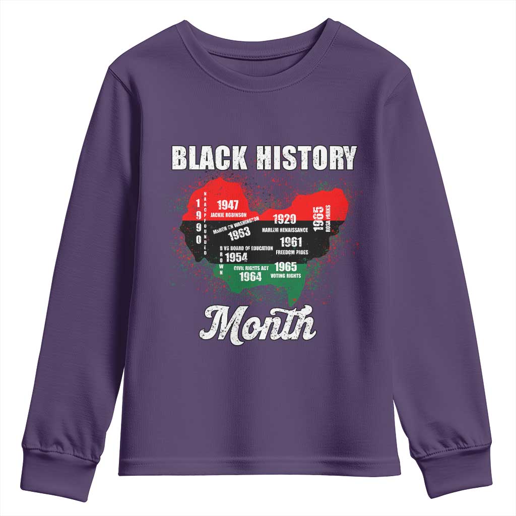 Black History Leaders Youth Sweatshirt African American Milestones Map Civil Right TS10 Purple Print Your Wear
