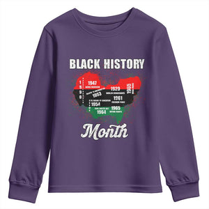 Black History Leaders Youth Sweatshirt African American Milestones Map Civil Right TS10 Purple Print Your Wear