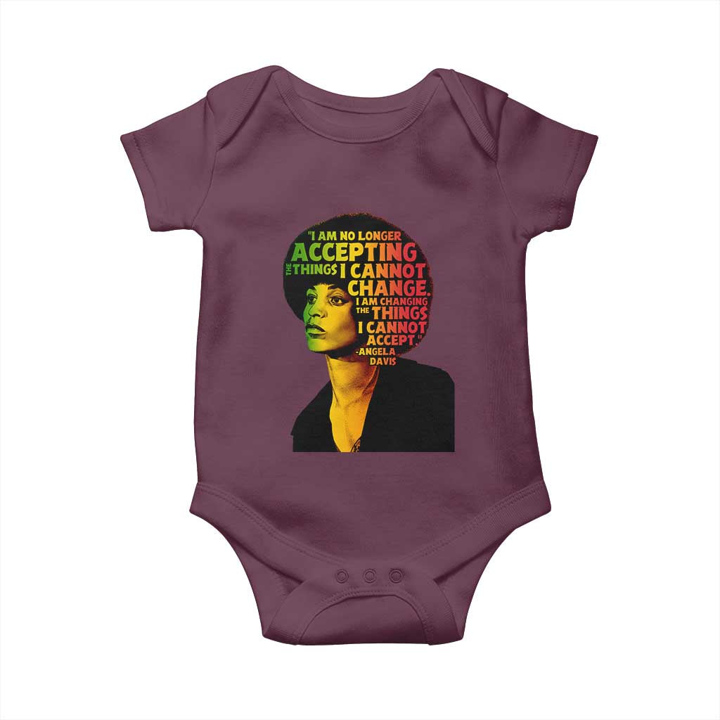 Angela Davis Inspirational Quote Baby Onesie Black History Month Afro Woman Activist TS10 Maroon Print Your Wear