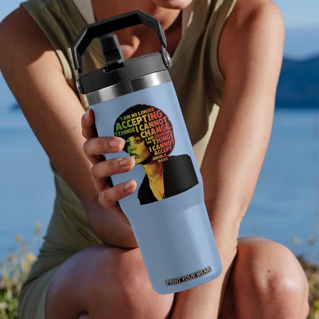 Angela Davis Inspirational Quote Flip Straw Tumbler Black History Month Afro Woman Activist TS10 One Size: 30 oz Light Blue Print Your Wear