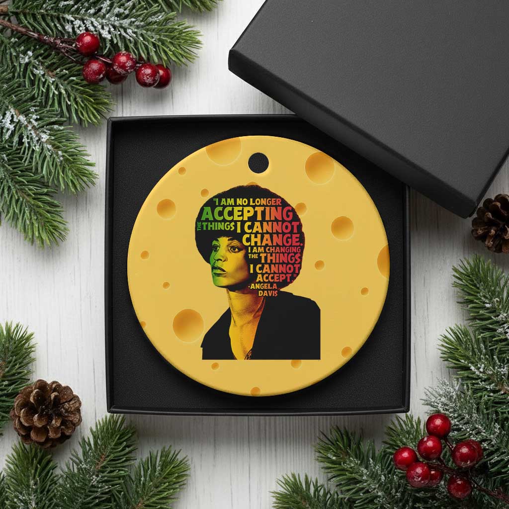 Angela Davis Inspirational Quote Ceramic Ornament Black History Month Afro Woman Activist TS10 1pc Yellow Cheese Print Your Wear